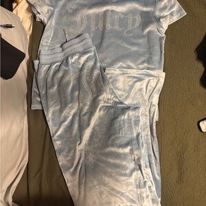Juicy Couture Powder Blue Velour Crystal Logo Tracksuit
